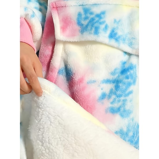 Cozy Oversized Sherpa Fleece Hoodie Blanket - Tie-Dye Wearable Blanket with Giant Pocket, Soft & Warm Shawl Wrap for Women and Men, Perfect Birthday Gift, Non-Stretch Knit Fabric, Hand Washable Cozy Oversized Sherpa Fleece Hoodie Blanket - Tie-Dye Wearable Blanket with Giant Pocket, Soft & Warm Shawl Wrap for Women and Men, Perfect Birthday Gift, Non-Stretch Knit Fabric, Hand Washable
