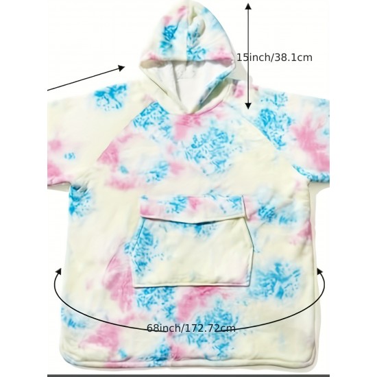 Cozy Oversized Sherpa Fleece Hoodie Blanket - Tie-Dye Wearable Blanket with Giant Pocket, Soft & Warm Shawl Wrap for Women and Men, Perfect Birthday Gift, Non-Stretch Knit Fabric, Hand Washable Cozy Oversized Sherpa Fleece Hoodie Blanket - Tie-Dye Wearable Blanket with Giant Pocket, Soft & Warm Shawl Wrap for Women and Men, Perfect Birthday Gift, Non-Stretch Knit Fabric, Hand Washable