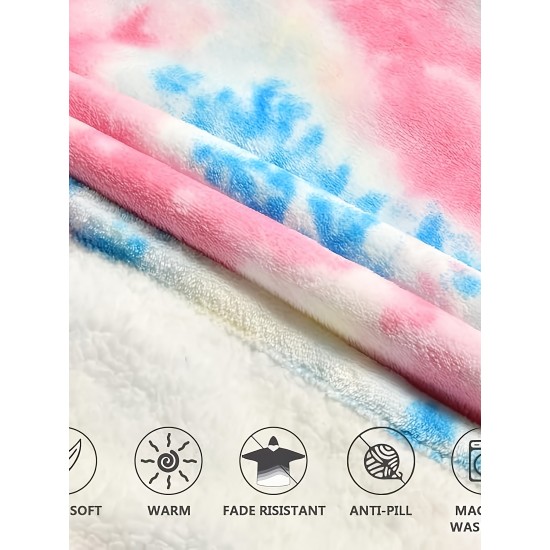 Cozy Oversized Sherpa Fleece Hoodie Blanket - Tie-Dye Wearable Blanket with Giant Pocket, Soft & Warm Shawl Wrap for Women and Men, Perfect Birthday Gift, Non-Stretch Knit Fabric, Hand Washable Cozy Oversized Sherpa Fleece Hoodie Blanket - Tie-Dye Wearable Blanket with Giant Pocket, Soft & Warm Shawl Wrap for Women and Men, Perfect Birthday Gift, Non-Stretch Knit Fabric, Hand Washable