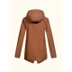 Plus Size Plush Lined Hooded Coat, Casual Long Sleeve Zipper Warm Coat For Winter, Women's Plus Size Clothing Plus Size Plush Lined Hooded Coat, Casual Long Sleeve Zipper Warm Coat For Winter, Women's Plus Size Clothing