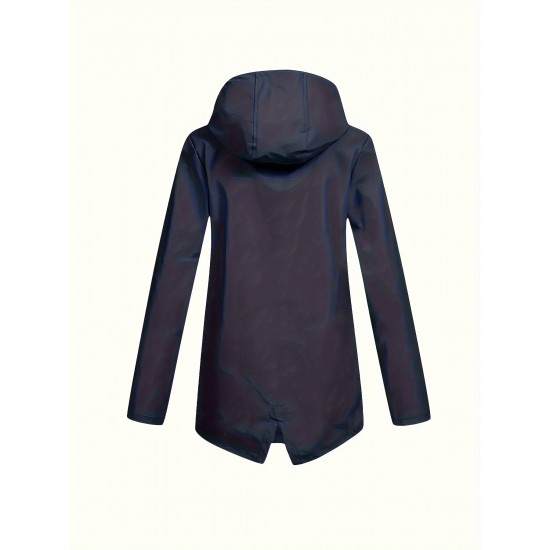 Plus Size Plush Lined Hooded Coat, Casual Long Sleeve Zipper Warm Coat For Winter, Women's Plus Size Clothing Plus Size Plush Lined Hooded Coat, Casual Long Sleeve Zipper Warm Coat For Winter, Women's Plus Size Clothing