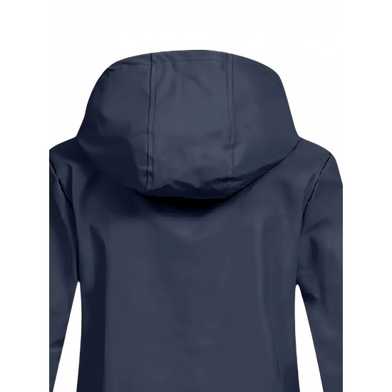 Plus Size Plush Lined Hooded Coat, Casual Long Sleeve Zipper Warm Coat For Winter, Women's Plus Size Clothing Plus Size Plush Lined Hooded Coat, Casual Long Sleeve Zipper Warm Coat For Winter, Women's Plus Size Clothing