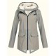 Plus Size Plush Lined Hooded Coat, Casual Long Sleeve Zipper Warm Coat For Winter, Women's Plus Size Clothing Plus Size Plush Lined Hooded Coat, Casual Long Sleeve Zipper Warm Coat For Winter, Women's Plus Size Clothing
