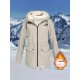 Plus Size Plush Lined Hooded Coat, Casual Long Sleeve Zipper Warm Coat For Winter, Women's Plus Size Clothing Plus Size Plush Lined Hooded Coat, Casual Long Sleeve Zipper Warm Coat For Winter, Women's Plus Size Clothing