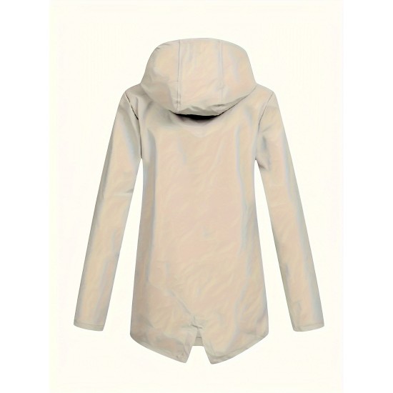 Plus Size Plush Lined Hooded Coat, Casual Long Sleeve Zipper Warm Coat For Winter, Women's Plus Size Clothing Plus Size Plush Lined Hooded Coat, Casual Long Sleeve Zipper Warm Coat For Winter, Women's Plus Size Clothing