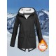 Plus Size Plush Lined Hooded Coat, Casual Long Sleeve Zipper Warm Coat For Winter, Women's Plus Size Clothing Plus Size Plush Lined Hooded Coat, Casual Long Sleeve Zipper Warm Coat For Winter, Women's Plus Size Clothing