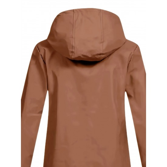 Plus Size Plush Lined Hooded Coat, Casual Long Sleeve Zipper Warm Coat For Winter, Women's Plus Size Clothing Plus Size Plush Lined Hooded Coat, Casual Long Sleeve Zipper Warm Coat For Winter, Women's Plus Size Clothing