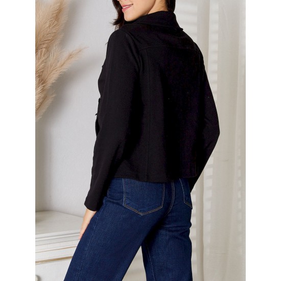 1pc Women'S Casual Cotton Jacket - Solid Color, Slight Stretch, Asymmetrical Zip-Up with Pockets, Soft Fabric, Long Sleeves, Relaxed Fit, Shawl Collar, Hip-Length - Ideal for Spring/Fall/Winter Everyday Wear 1pc Women'S Casual Cotton Jacket - Solid Color, Slight Stretch, Asymmetrical Zip-Up with Pockets, Soft Fabric, Long Sleeves, Relaxed Fit, Shawl Collar, Hip-Length - Ideal for Spring/Fall/Winter Everyday Wear