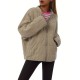 Chic Plus Size Quilted Jacket for Women - Casual Long Sleeve, Full Zip Padded Coat with Stand Collar, Machine Washable - Perfect for Fall/Winter Chic Plus Size Quilted Jacket for Women - Casual Long Sleeve, Full Zip Padded Coat with Stand Collar, Machine Washable - Perfect for Fall/Winter