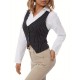 Chic Black Striped V-Neck Sleeveless Waistcoat for Women - Casual & Dressy, Slim Fit Crop Top with Button Detail Chic Black Striped V-Neck Sleeveless Waistcoat for Women - Casual & Dressy, Slim Fit Crop Top with Button Detail