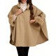 Chic Women's Cloak with Faux Fur Trim - 3/4 Sleeve, Button Closure, V-Neck Outerwear for Casual Wear Chic Women's Cloak with Faux Fur Trim - 3/4 Sleeve, Button Closure, V-Neck Outerwear for Casual Wear
