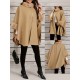 Chic Women's Cloak with Faux Fur Trim - 3/4 Sleeve, Button Closure, V-Neck Outerwear for Casual Wear Chic Women's Cloak with Faux Fur Trim - 3/4 Sleeve, Button Closure, V-Neck Outerwear for Casual Wear