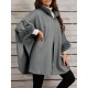 Chic Women's Cloak with Faux Fur Trim - 3/4 Sleeve, Button Closure, V-Neck Outerwear for Casual Wear Chic Women's Cloak with Faux Fur Trim - 3/4 Sleeve, Button Closure, V-Neck Outerwear for Casual Wear