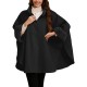 Chic Women's Cloak with Faux Fur Trim - 3/4 Sleeve, Button Closure, V-Neck Outerwear for Casual Wear Chic Women's Cloak with Faux Fur Trim - 3/4 Sleeve, Button Closure, V-Neck Outerwear for Casual Wear
