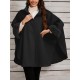 Chic Women's Cloak with Faux Fur Trim - 3/4 Sleeve, Button Closure, V-Neck Outerwear for Casual Wear Chic Women's Cloak with Faux Fur Trim - 3/4 Sleeve, Button Closure, V-Neck Outerwear for Casual Wear