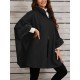 Chic Women's Cloak with Faux Fur Trim - 3/4 Sleeve, Button Closure, V-Neck Outerwear for Casual Wear Chic Women's Cloak with Faux Fur Trim - 3/4 Sleeve, Button Closure, V-Neck Outerwear for Casual Wear