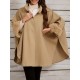 Chic Women's Cloak with Faux Fur Trim - 3/4 Sleeve, Button Closure, V-Neck Outerwear for Casual Wear Chic Women's Cloak with Faux Fur Trim - 3/4 Sleeve, Button Closure, V-Neck Outerwear for Casual Wear