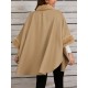 Chic Women's Cloak with Faux Fur Trim - 3/4 Sleeve, Button Closure, V-Neck Outerwear for Casual Wear Chic Women's Cloak with Faux Fur Trim - 3/4 Sleeve, Button Closure, V-Neck Outerwear for Casual Wear