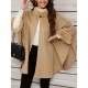 Chic Women's Cloak with Faux Fur Trim - 3/4 Sleeve, Button Closure, V-Neck Outerwear for Casual Wear Chic Women's Cloak with Faux Fur Trim - 3/4 Sleeve, Button Closure, V-Neck Outerwear for Casual Wear