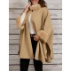 Chic Women's Cloak with Faux Fur Trim - 3/4 Sleeve, Button Closure, V-Neck Outerwear for Casual Wear Chic Women's Cloak with Faux Fur Trim - 3/4 Sleeve, Button Closure, V-Neck Outerwear for Casual Wear