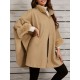 Chic Women's Cloak with Faux Fur Trim - 3/4 Sleeve, Button Closure, V-Neck Outerwear for Casual Wear Chic Women's Cloak with Faux Fur Trim - 3/4 Sleeve, Button Closure, V-Neck Outerwear for Casual Wear
