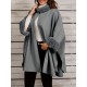 Chic Women's Cloak with Faux Fur Trim - 3/4 Sleeve, Button Closure, V-Neck Outerwear for Casual Wear Chic Women's Cloak with Faux Fur Trim - 3/4 Sleeve, Button Closure, V-Neck Outerwear for Casual Wear