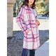 Chic Women's Plaid Long Coat - Double-Breasted, Lapel Collar with Full-Length Sleeves | Warm & Cozy for Fall/Winter | Machine Washable Chic Women's Plaid Long Coat - Double-Breasted, Lapel Collar with Full-Length Sleeves | Warm & Cozy for Fall/Winter | Machine Washable