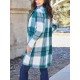 Chic Women's Plaid Long Coat - Double-Breasted, Lapel Collar with Full-Length Sleeves | Warm & Cozy for Fall/Winter | Machine Washable Chic Women's Plaid Long Coat - Double-Breasted, Lapel Collar with Full-Length Sleeves | Warm & Cozy for Fall/Winter | Machine Washable
