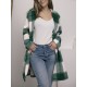Chic Women's Plaid Long Coat - Double-Breasted, Lapel Collar with Full-Length Sleeves | Warm & Cozy for Fall/Winter | Machine Washable Chic Women's Plaid Long Coat - Double-Breasted, Lapel Collar with Full-Length Sleeves | Warm & Cozy for Fall/Winter | Machine Washable