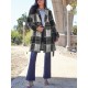 Chic Women's Plaid Long Coat - Double-Breasted, Lapel Collar with Full-Length Sleeves | Warm & Cozy for Fall/Winter | Machine Washable Chic Women's Plaid Long Coat - Double-Breasted, Lapel Collar with Full-Length Sleeves | Warm & Cozy for Fall/Winter | Machine Washable