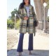 Chic Women's Plaid Long Coat - Double-Breasted, Lapel Collar with Full-Length Sleeves | Warm & Cozy for Fall/Winter | Machine Washable Chic Women's Plaid Long Coat - Double-Breasted, Lapel Collar with Full-Length Sleeves | Warm & Cozy for Fall/Winter | Machine Washable