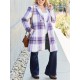 Chic Women's Plaid Long Coat - Double-Breasted, Lapel Collar with Full-Length Sleeves | Warm & Cozy for Fall/Winter | Machine Washable Chic Women's Plaid Long Coat - Double-Breasted, Lapel Collar with Full-Length Sleeves | Warm & Cozy for Fall/Winter | Machine Washable