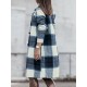 Chic Women's Plaid Long Coat - Double-Breasted, Lapel Collar with Full-Length Sleeves | Warm & Cozy for Fall/Winter | Machine Washable Chic Women's Plaid Long Coat - Double-Breasted, Lapel Collar with Full-Length Sleeves | Warm & Cozy for Fall/Winter | Machine Washable