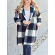 Chic Women's Plaid Long Coat - Double-Breasted, Lapel Collar with Full-Length Sleeves | Warm & Cozy for Fall/Winter | Machine Washable Chic Women's Plaid Long Coat - Double-Breasted, Lapel Collar with Full-Length Sleeves | Warm & Cozy for Fall/Winter | Machine Washable