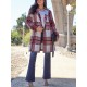 Chic Women's Plaid Long Coat - Double-Breasted, Lapel Collar with Full-Length Sleeves | Warm & Cozy for Fall/Winter | Machine Washable Chic Women's Plaid Long Coat - Double-Breasted, Lapel Collar with Full-Length Sleeves | Warm & Cozy for Fall/Winter | Machine Washable