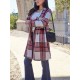 Chic Women's Plaid Long Coat - Double-Breasted, Lapel Collar with Full-Length Sleeves | Warm & Cozy for Fall/Winter | Machine Washable Chic Women's Plaid Long Coat - Double-Breasted, Lapel Collar with Full-Length Sleeves | Warm & Cozy for Fall/Winter | Machine Washable