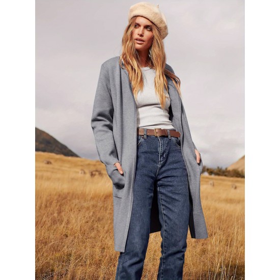 Women's Plus Size Casual Long Cardigan - Open Front, Knit Lightweight Sweater Jacket with Pockets, Machine Washable Women's Plus Size Casual Long Cardigan - Open Front, Knit Lightweight Sweater Jacket with Pockets, Machine Washable