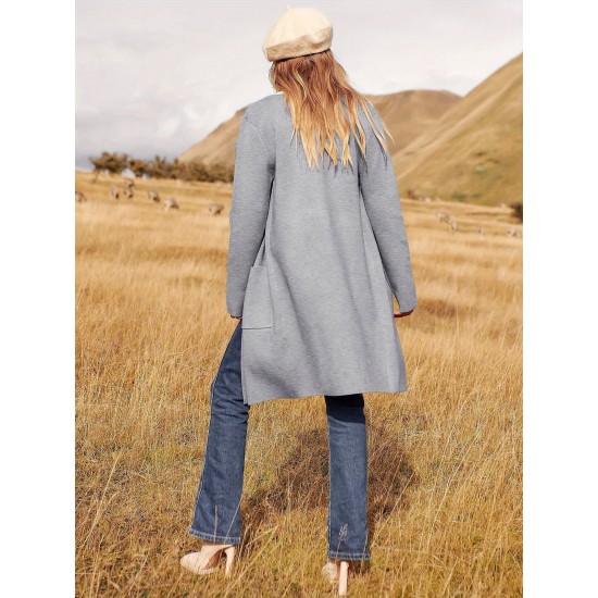 Women's Plus Size Casual Long Cardigan - Open Front, Knit Lightweight Sweater Jacket with Pockets, Machine Washable Women's Plus Size Casual Long Cardigan - Open Front, Knit Lightweight Sweater Jacket with Pockets, Machine Washable