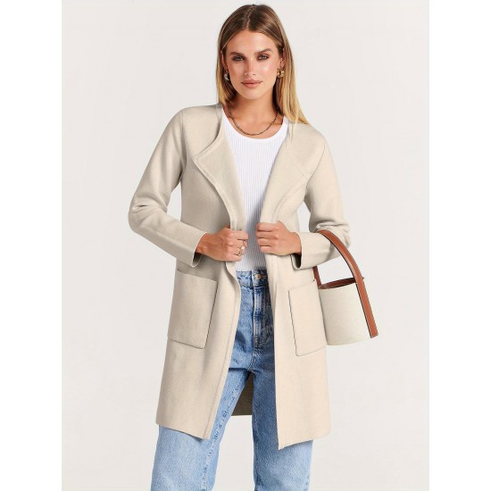 Women's Plus Size Casual Long Cardigan - Open Front, Knit Lightweight Sweater Jacket with Pockets, Machine Washable Women's Plus Size Casual Long Cardigan - Open Front, Knit Lightweight Sweater Jacket with Pockets, Machine Washable