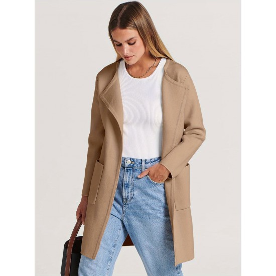 Women's Plus Size Casual Long Cardigan - Open Front, Knit Lightweight Sweater Jacket with Pockets, Machine Washable Women's Plus Size Casual Long Cardigan - Open Front, Knit Lightweight Sweater Jacket with Pockets, Machine Washable
