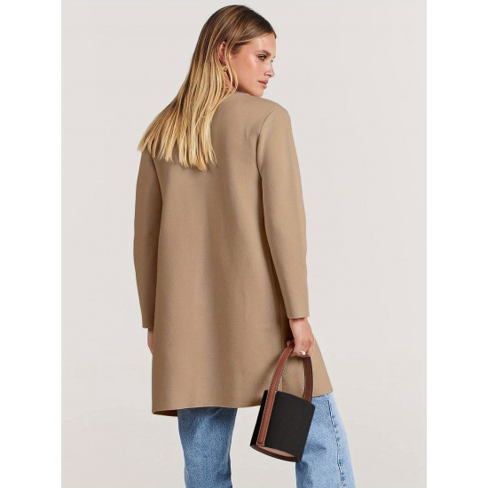 Women's Plus Size Casual Long Cardigan - Open Front, Knit Lightweight Sweater Jacket with Pockets, Machine Washable Women's Plus Size Casual Long Cardigan - Open Front, Knit Lightweight Sweater Jacket with Pockets, Machine Washable