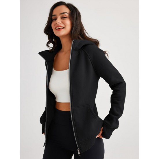 Tooluck sweatshirt outdoor cold-proof thickened fashion queen plus size women's zipper hoodie Plush jacket sweatshirt Tooluck sweatshirt outdoor cold-proof thickened fashion queen plus size women's zipper hoodie Plush jacket sweatshirt