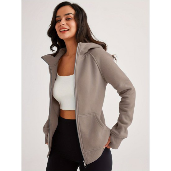 Tooluck sweatshirt outdoor cold-proof thickened fashion queen plus size women's zipper hoodie Plush jacket sweatshirt Tooluck sweatshirt outdoor cold-proof thickened fashion queen plus size women's zipper hoodie Plush jacket sweatshirt