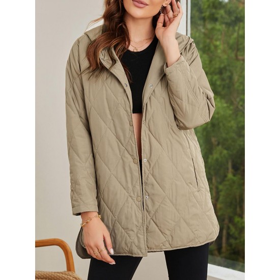 Effortless Style, Chic Plus Size Women's Hooded Winter Coat - Lightweight, Quilted Diamond Design, Casual Long Sleeve Jacket for Fall/Winter Effortless Style, Chic Plus Size Women's Hooded Winter Coat - Lightweight, Quilted Diamond Design, Casual Long Sleeve Jacket for Fall/Winter