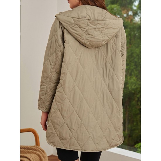 Effortless Style, Chic Plus Size Women's Hooded Winter Coat - Lightweight, Quilted Diamond Design, Casual Long Sleeve Jacket for Fall/Winter Effortless Style, Chic Plus Size Women's Hooded Winter Coat - Lightweight, Quilted Diamond Design, Casual Long Sleeve Jacket for Fall/Winter
