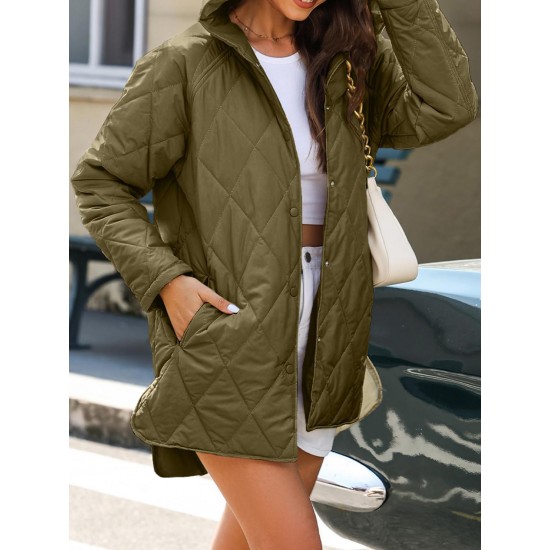 Effortless Style, Chic Plus Size Women's Hooded Winter Coat - Lightweight, Quilted Diamond Design, Casual Long Sleeve Jacket for Fall/Winter Effortless Style, Chic Plus Size Women's Hooded Winter Coat - Lightweight, Quilted Diamond Design, Casual Long Sleeve Jacket for Fall/Winter