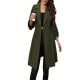 Elegant Plus Size Women's Jacket - Long Sleeve, Lapel Collar with Drawstring Waist, Button Closure - Machine Washable Fall Outerwear Elegant Plus Size Women's Jacket - Long Sleeve, Lapel Collar with Drawstring Waist, Button Closure - Machine Washable Fall Outerwear