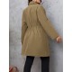 Elegant Plus Size Women's Jacket - Long Sleeve, Lapel Collar with Drawstring Waist, Button Closure - Machine Washable Fall Outerwear Elegant Plus Size Women's Jacket - Long Sleeve, Lapel Collar with Drawstring Waist, Button Closure - Machine Washable Fall Outerwear