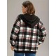 1pc Plus Size Women'S Casual Gingham Hooded Jacket - Polyester Blend, Slight Stretch, Woven Zip-Up Hoodie for Spring/Fall 1pc Plus Size Women'S Casual Gingham Hooded Jacket - Polyester Blend, Slight Stretch, Woven Zip-Up Hoodie for Spring/Fall