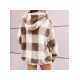 1pc Women'S Plus Size Plaid Hooded Jacket - Casual Polyester Knit Fabric with Pockets, Slight Stretch, Warm Fleece-Lined Outerwear for Fall/Winter 1pc Women'S Plus Size Plaid Hooded Jacket - Casual Polyester Knit Fabric with Pockets, Slight Stretch, Warm Fleece-Lined Outerwear for Fall/Winter